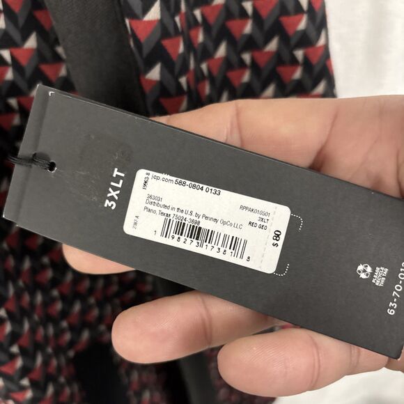 Shaquille O’Neal XLG Red Geometric Print Casual Jacket Full Zip Size 3XLT NWT - Picture 3 of 5